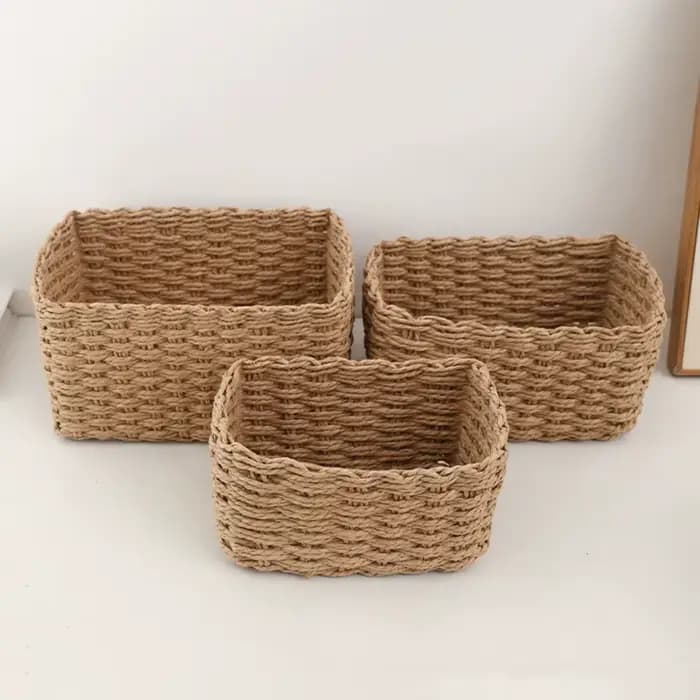Panier de rangement tissé à la main — Organisateur pour la maison et le bureau