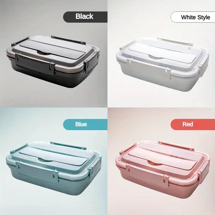 Boîte à déjeuner en acier inoxydable anti-fuite avec 3/4 compartiments – Récipient à Bento durable et facile à nettoyer pour étudiants et employés de bureau