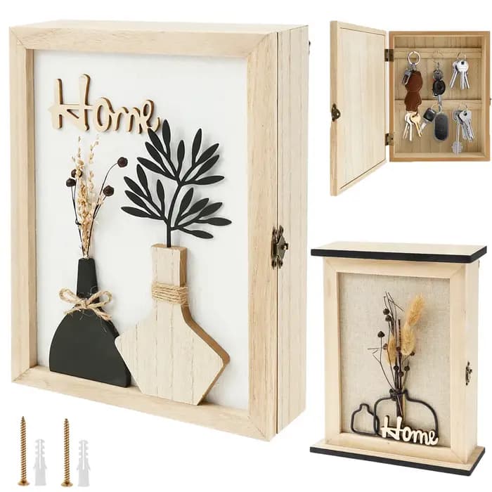 Boîte à clés en bois décorative à fixer au mur
