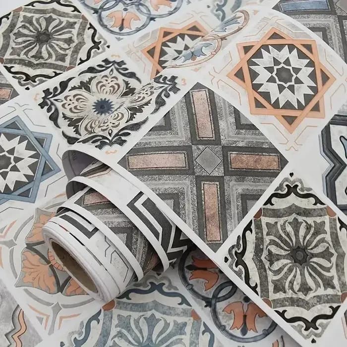 Autocollant mural décoratif pour armoire en PVC imperméable et résistant à l'huile