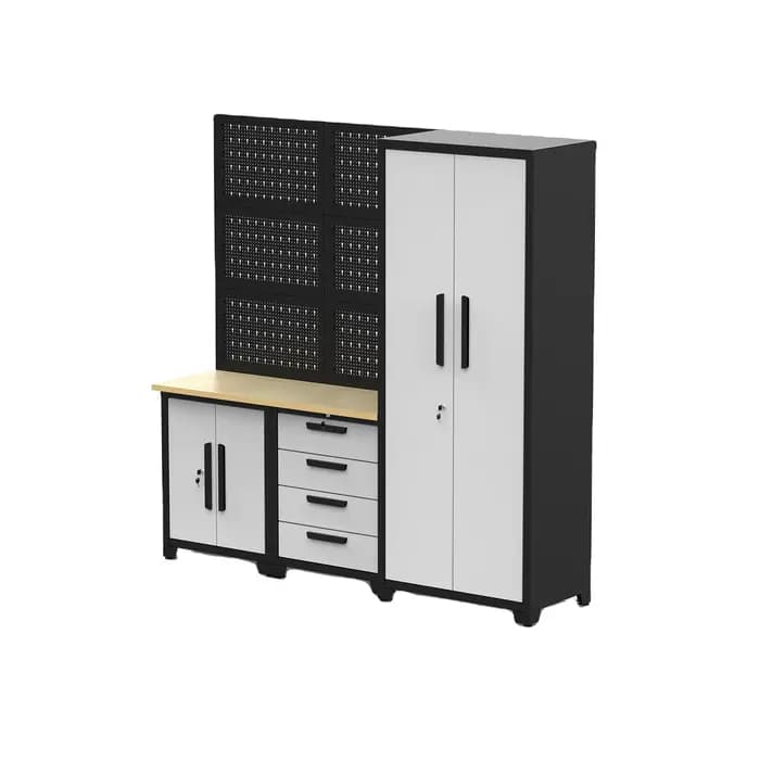 Système d'armoires d'atelier robustes modulaires | Poste de travail professionnelle de stockage de garage avec boîte à
