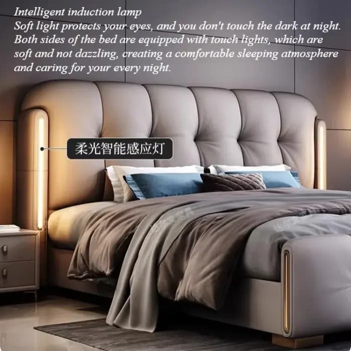Lit de rangement minimaliste, cadre double, tables de chevet Queen Size, meubles de chambre à coucher modernes et luxueux, accessoires de chambre à coucher
