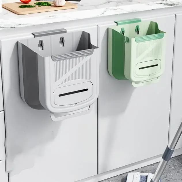 Poubelle de cuisine pliable à suspendre sur porte d'armoire ou mur