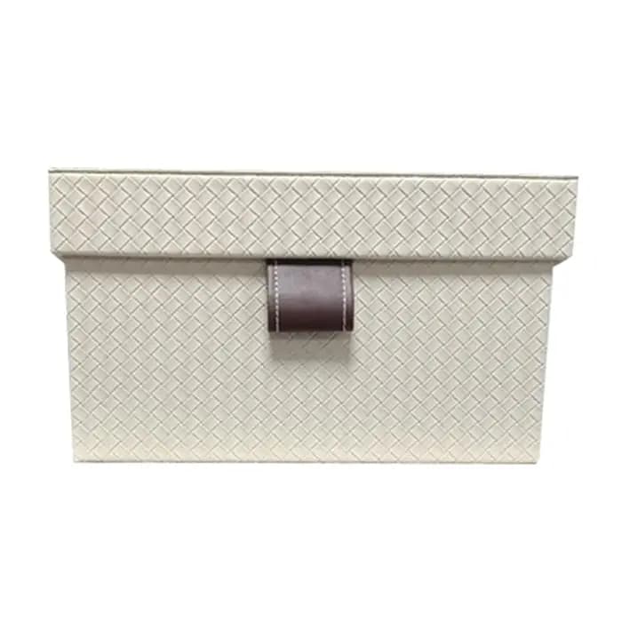 Boîte de rangement pour vêtements, grandes boîtes d'organisation d'accessoires, bac organisateur en cuir à motif tissé, organisateurs de décoration de maison avec couvercle
