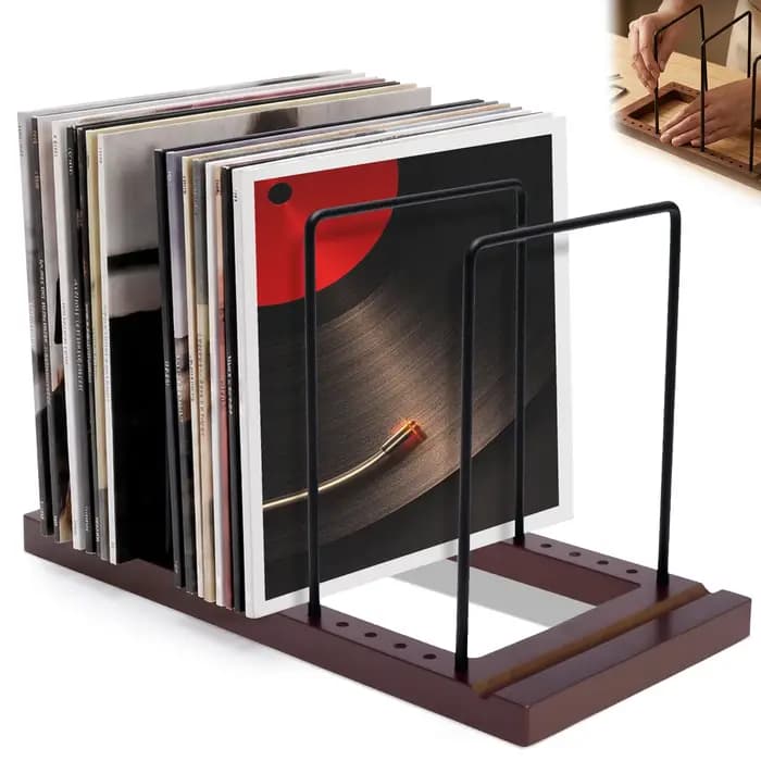 Support de rangement pour disques vinyles en bois