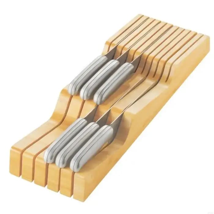 Plateau rangement pour couverts, tiroir, insert sectionné en bois 43x14x5 support à lame vers le bas pour le des