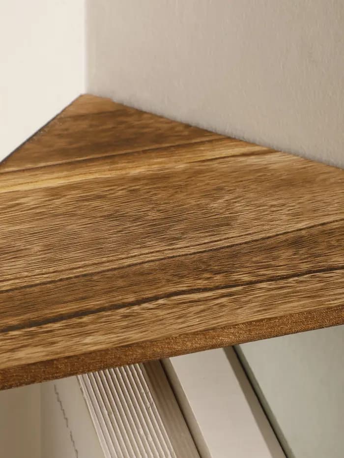 Étagère d'angle en bois brûlé au charbon de bois