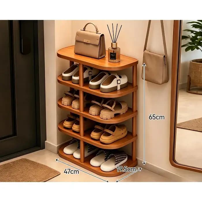 Meuble à chaussures d'entrée multi-niveaux, étroit et compact, idéal pour la location, rangement simple pour chaussures d'intérieur.