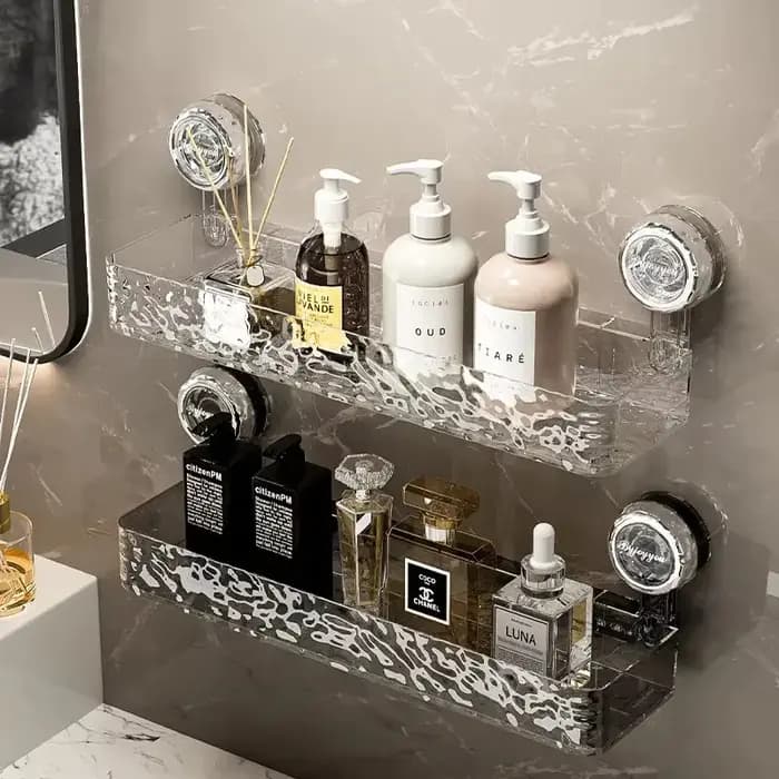 Étagère de rangement à ventouse ondulée pour salle de bain