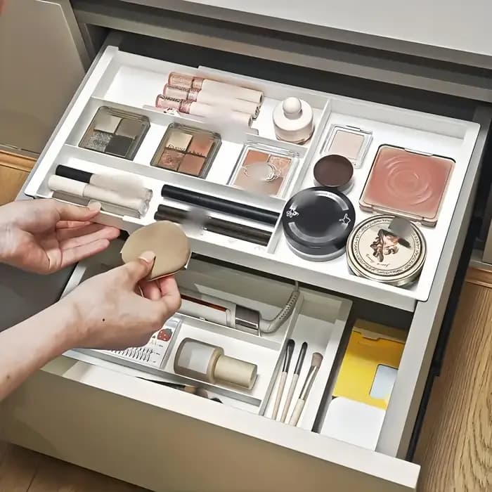 Boîte d'organisation divisée, plateau de rangement multifonctionnel pour la maison, plateau en plastique amovible, boîte de rangement télescopique créative pour tiroir