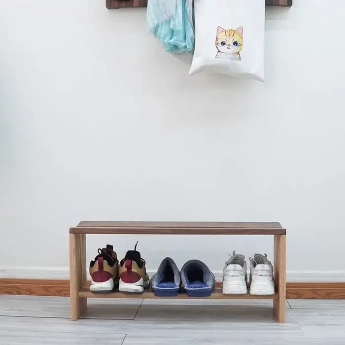 Banc à chaussures d'entrée en noyer noir