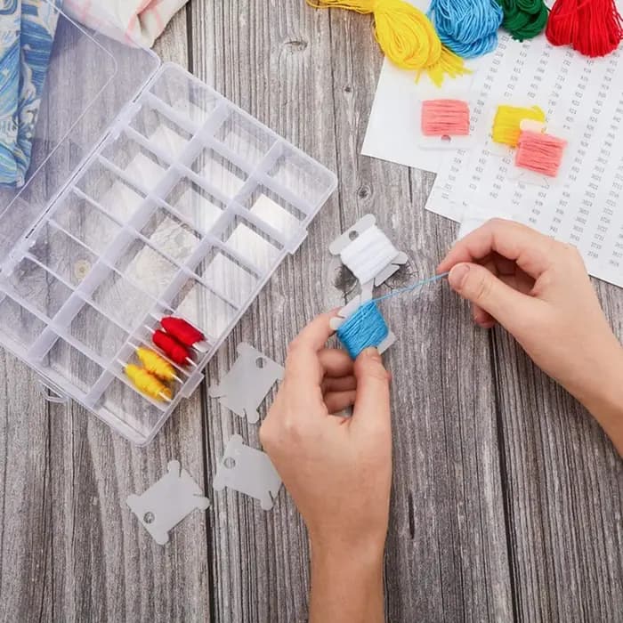 Boîte de rangement de fil, compartiments de broderie, mallette de rangement, porte-fil à coudre, boîte en plastique transparente pour bijoux, matériel de pêche