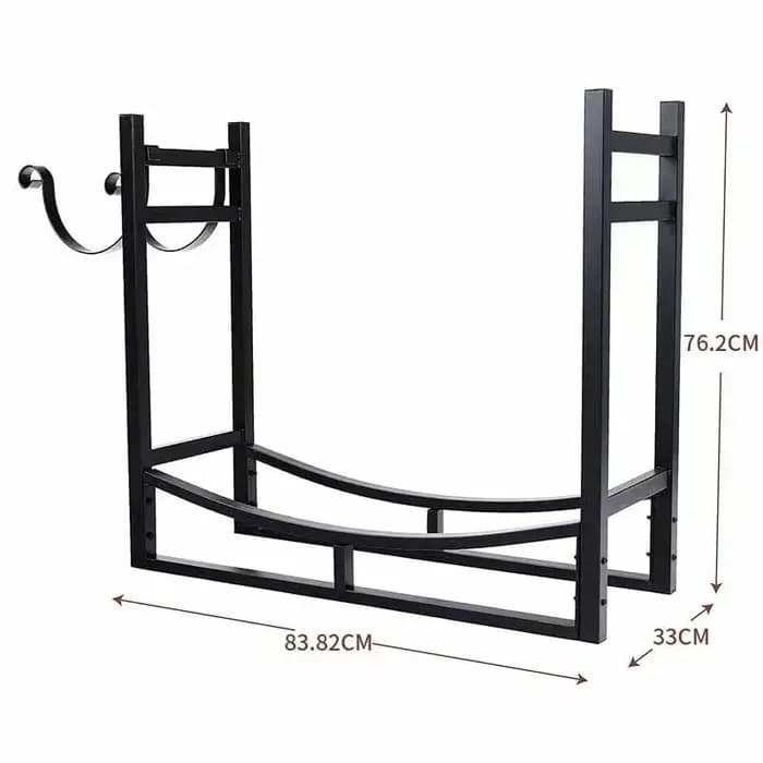Support de stockage de bois de chauffage en fer forgé noir