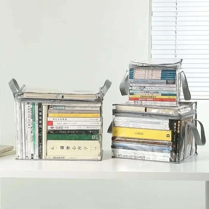 Boîte à livres pliable, organisateur de livres pour dortoir d'étudiants, boîte de rangement transparente et étanche pour la maison