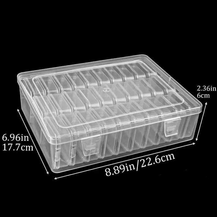 Petite boîte de rangement de perles en plastique transparent avec couvercle à charnière