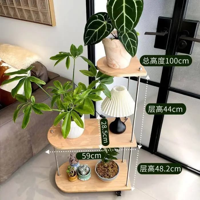 Étagère à plantes d'angle en bois pour jardin intérieur