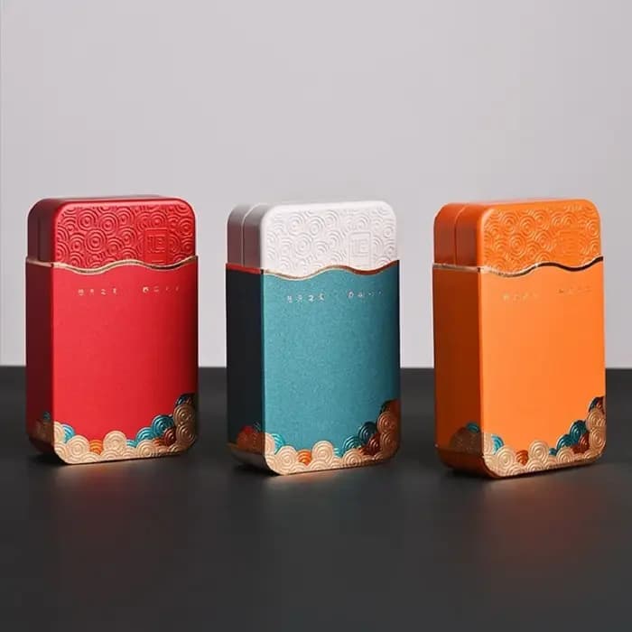 Boîte à bonbons de rangement en métal à motif ondulé rectangulaire