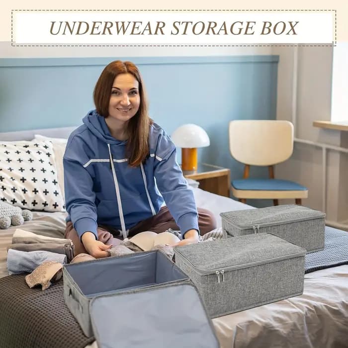 Boîtes de rangement en tissu empilables et pliables avec couvercles et poignées