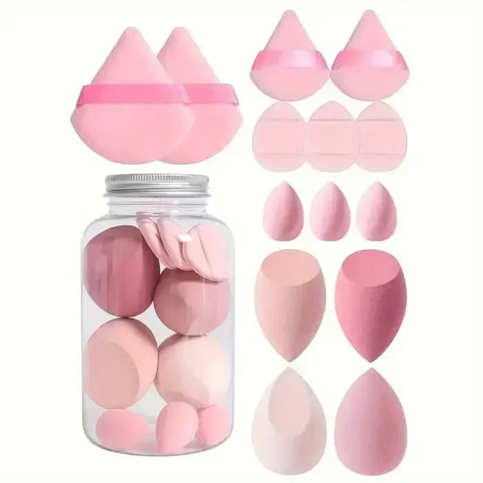 12/14 pièces éponge de maquillage bouffée cosmétique fond de teint éponges mélangeur beauté oeuf poudre bouffées