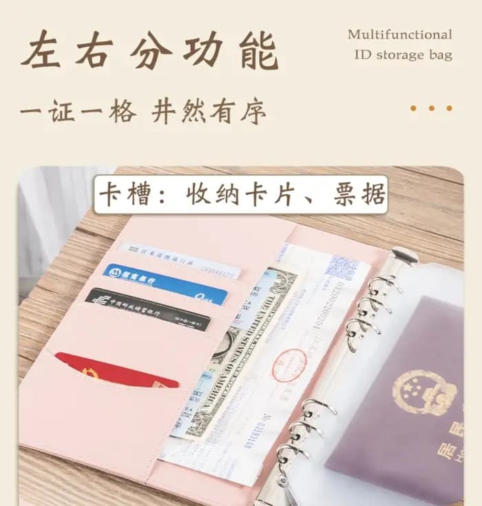 Nouveau ensemble de rangement de documents familiaux multifonctionnel A5 à 6 anneaux (comprend 10 sacs à fermeture