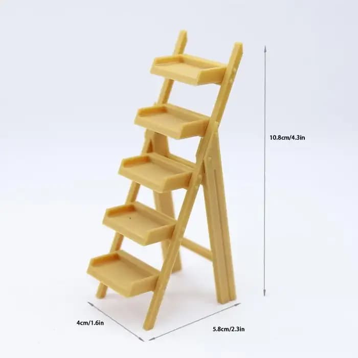 Étagère-échelle miniature pour maison de poupée 1/12, organisateur de rangement multi-niveaux pour chambres de maison de poupée pour enfants, 1 pièce