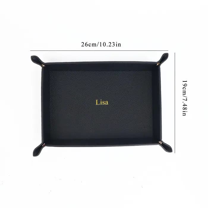 Boîte de rangement rectangulaire en cuir PU personnalisable pour l'organisation des affaires domestiques - Plateau