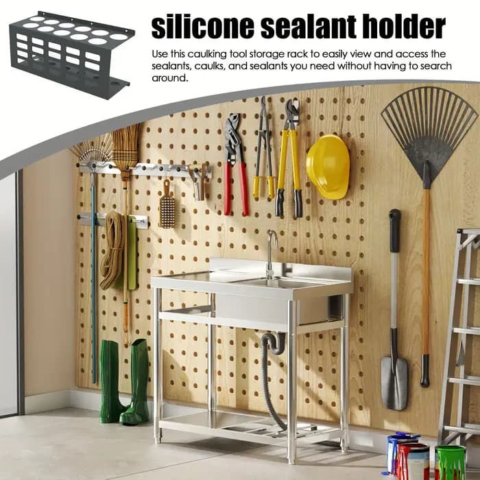 Support de rangement mural polyvalent en acier inoxydable – Organisateur de mastic et de graisse pour étagères d'atelier