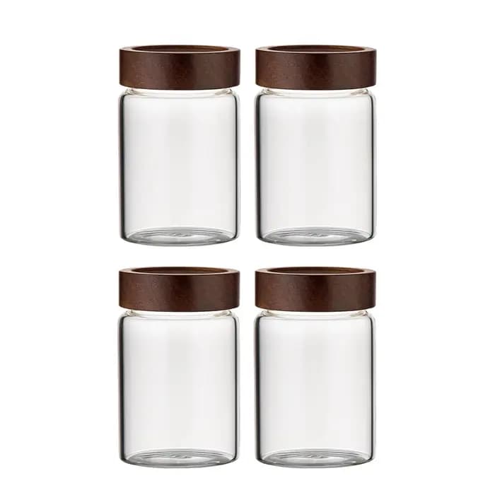 Bocaux de stockage des aliments en verre avec couvercles hermétiques en bois d'acacia à vis
