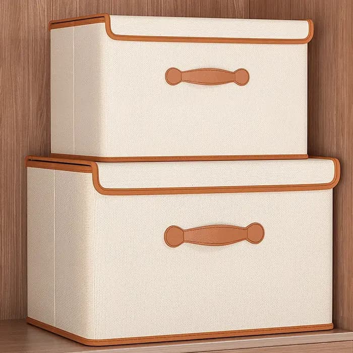 Boîte de rangement pliable en cuir PU pour vêtements