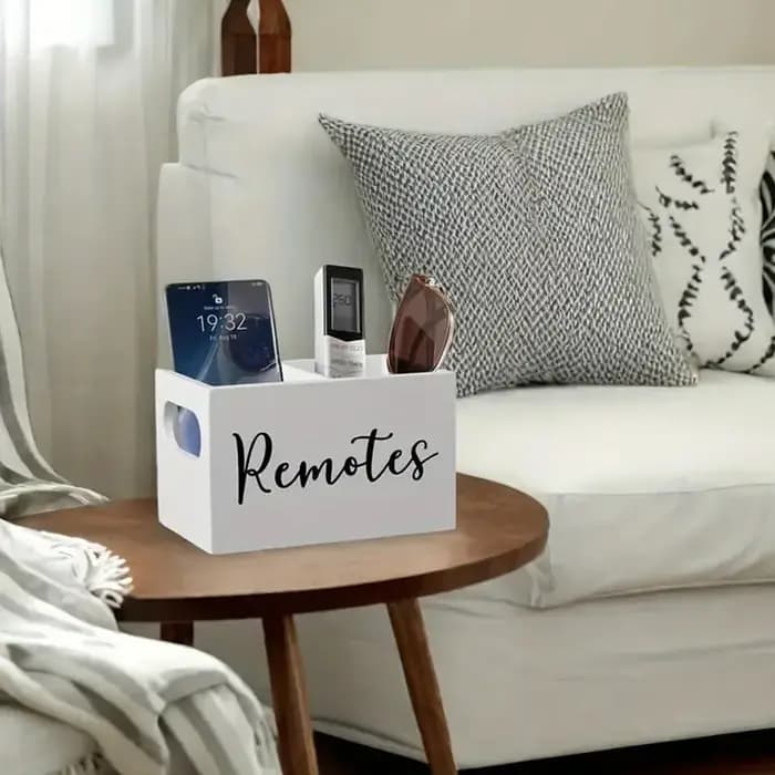 Boîte de rangement en bois pour télécommande, avec séparateurs, organisateur de maquillage, sachet de thé, boîte de rangement de paquets de café