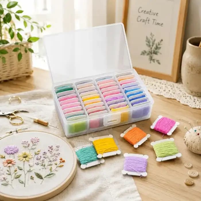1 à 10 boîtes de fil à broder 36 couleurs avec boîte de rangement