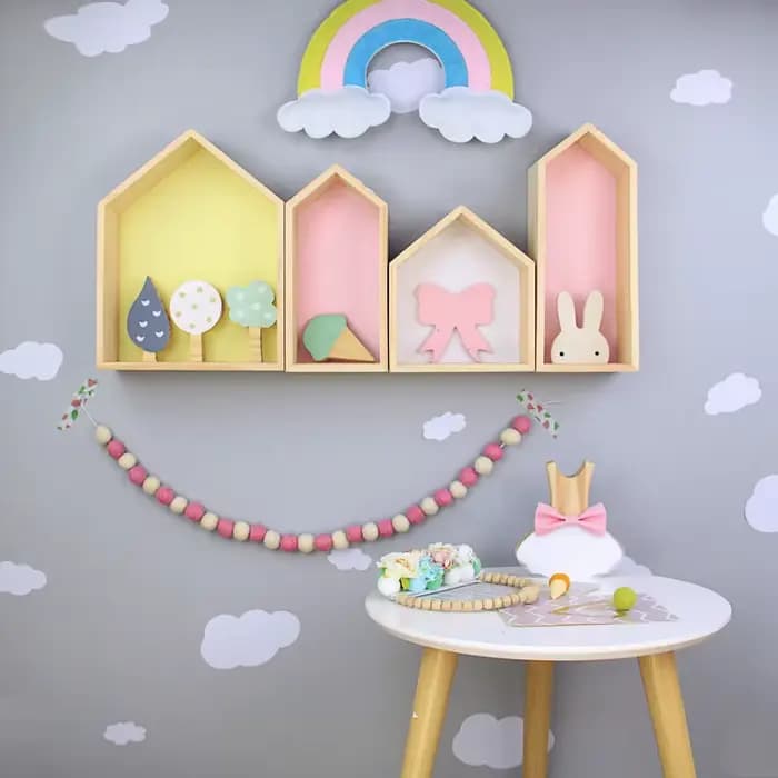 Rangement mural créatif en bois pour chambre d'enfant