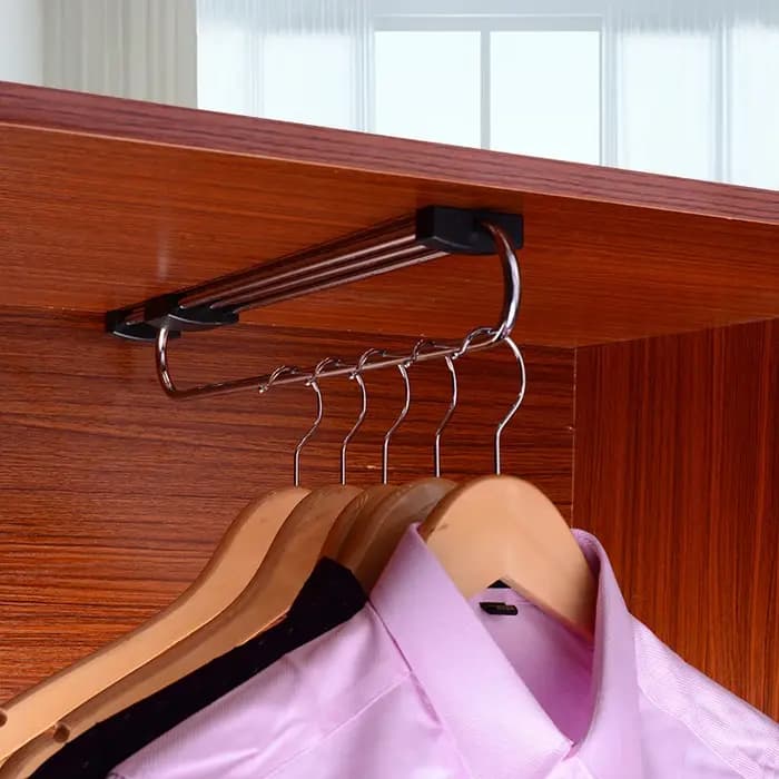 Armoire rétractable garde-robe Rail cintre porte-serviettes porte-manteau tige gain de place pantalon cravate étagère de rangement placard organisateur