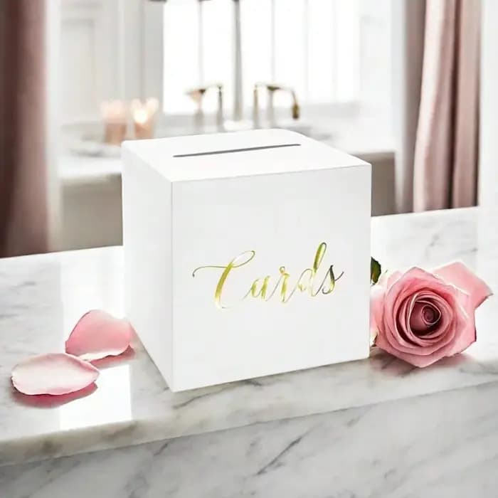 Boîte à cartes de mariage blanche et noire pour fournitures de fête