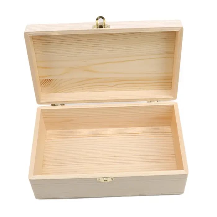 Coin couleur Pinus Sylvestris boîte de rangement rectangulaire en bois couvercle rabattable boîte-ca