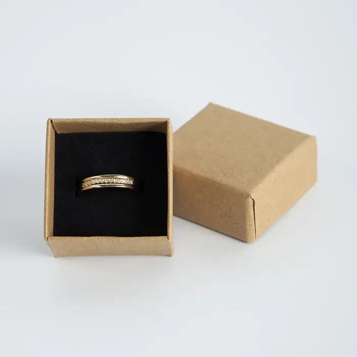 24 pièces 4x4x3cm bague bijoux Kraft boîte marron organisateur Carton carton voyage bijoux cadeau em