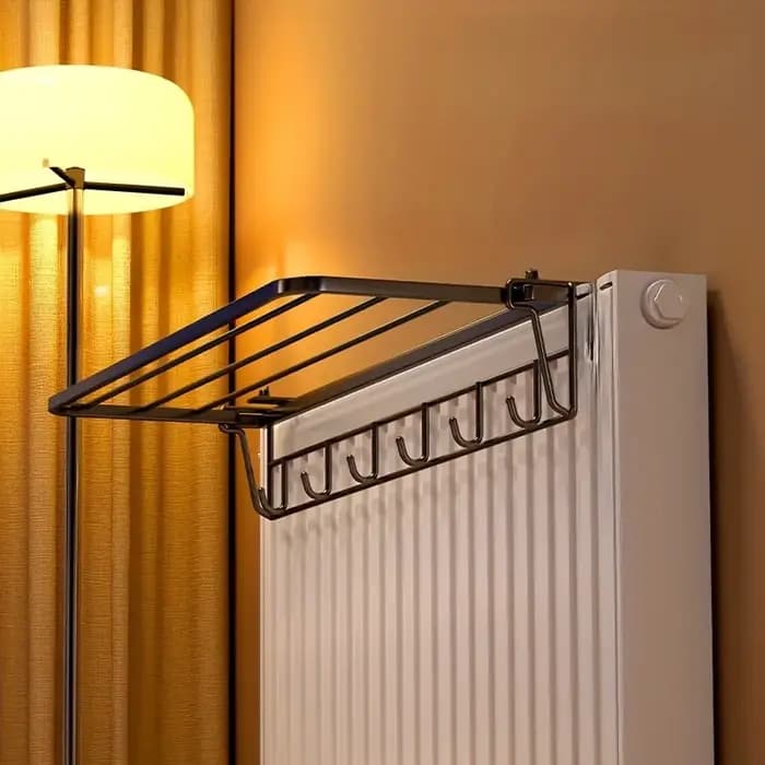 Support de radiateur mural robuste – Étagères et tiges de séchage de vêtements extractibles | Économie de l'espace