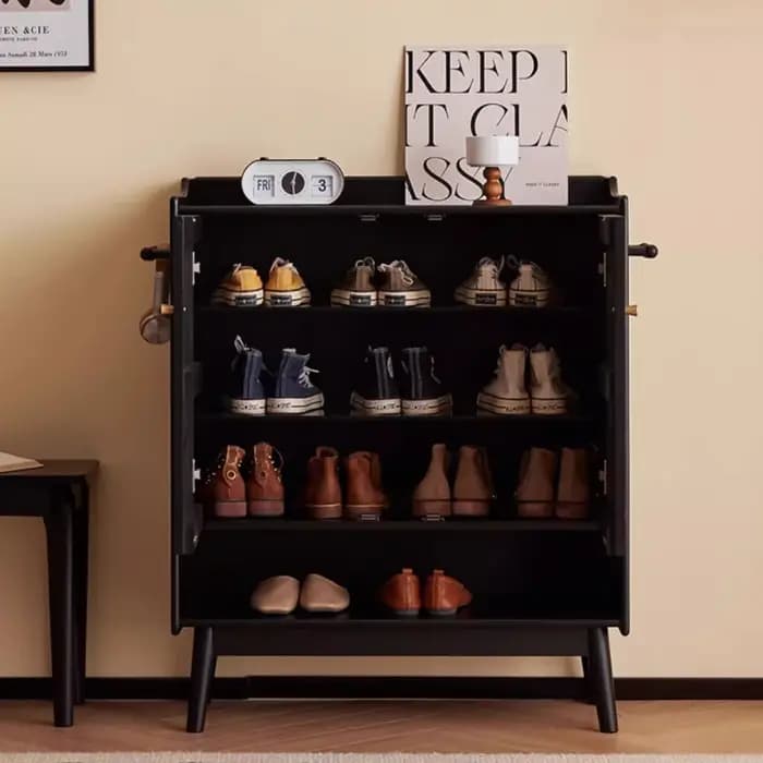 Étagère à chaussures en bois noir