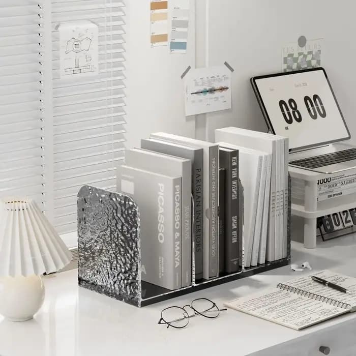 Support de rangement de bureau 4 compartiments pour livres