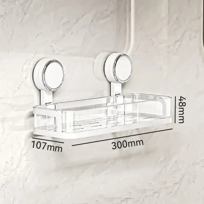 Étagère de salle de bain à ventouse murale, panier de douche en acrylique transparent et métal avec