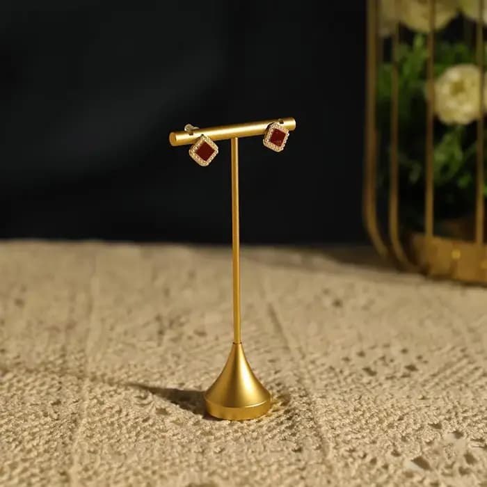 Présentoir de bijoux et boucles d'oreilles, support de barre en T, tour en métal, organisateur de clous d'oreilles, étagère de rangement suspendue