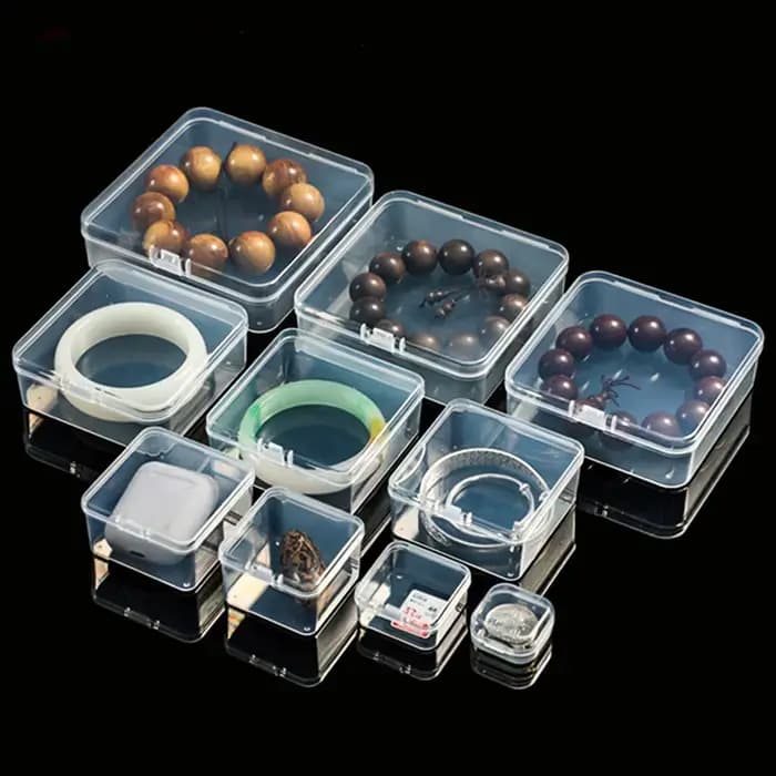 Mini boîte de rangement en plastique transparente