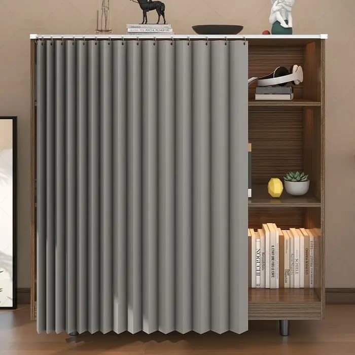 Rideau d'armoire de cuisine, rideau occultant sans poinçon pour la maison, armoire à chaussures plia