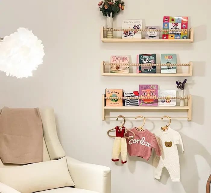 Étagères murales en bois pour livres de chambre d'enfant