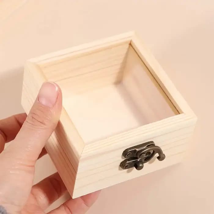 Boîte de rangement rectangulaire en bois