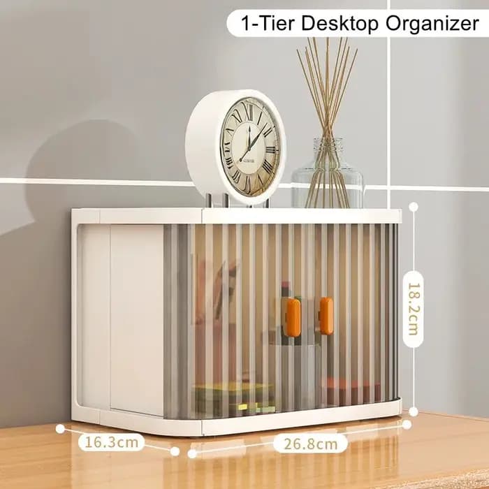 Bacs de rangement pliables à 1 niveau avec porte roulante, organisateur en plastique peu encombrant,