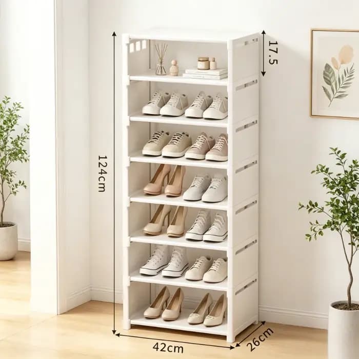 Étagère à chaussures en tissu avec cadre métallique à 8 niveaux