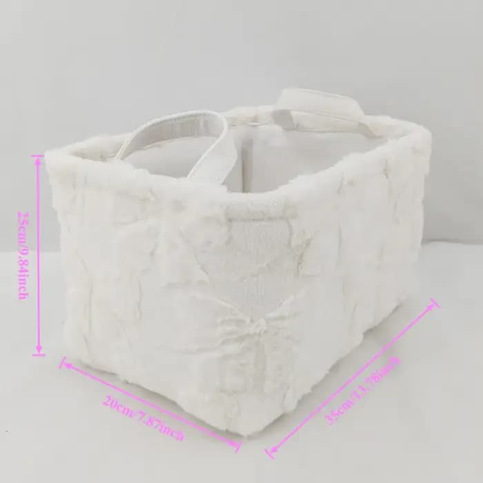 Panier de rangement en tissu flanelle avec poignée