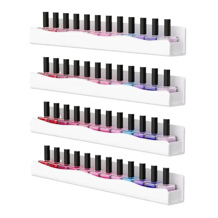 Support mural pour vernis à ongles : 4 étagères Organisateur de vernis à ongles en acrylique blanc d