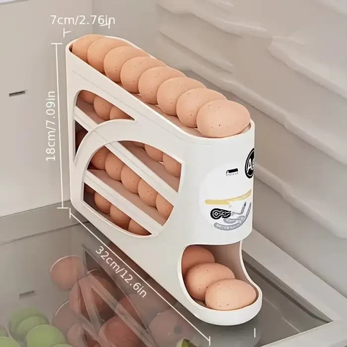 Conteneur de rangement pour œufs à 3 niveaux sur roulettes pour réfrigérateur